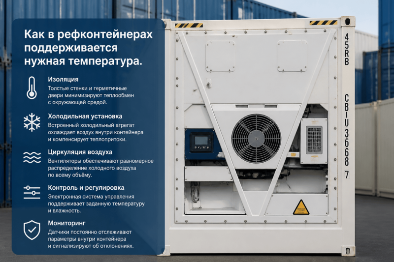 Как в рефконтейнерах поддерживается нужная температура